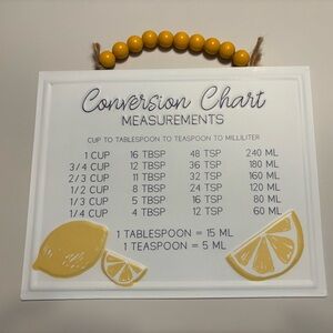 Hobby Lobby Cream and Yellow Conversion Chart Decor